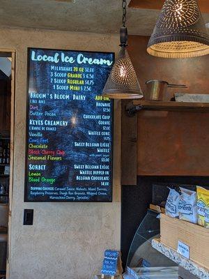 Ice cream menu