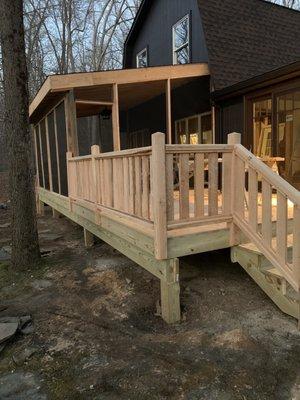 Screen porch deck rough lumber from local sawmill