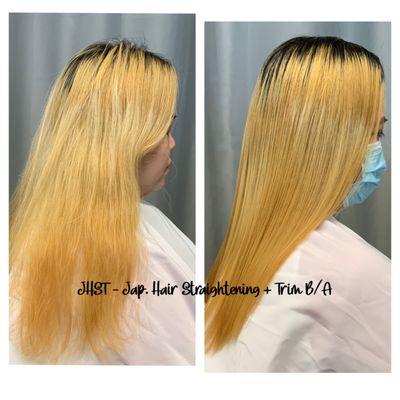 JHST - Japanese Hair Straightening | Whole Head + Trim before & After.