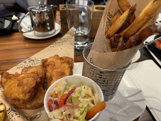 Cod fish and chips! The coleslaw was delicious!