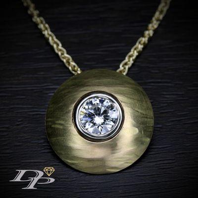 One-of-a-kind handmade diamond and 18k yellow gold pendant