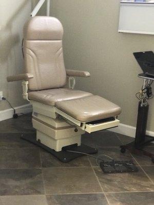 We have three exam rooms and each room has a Podiatry chair for Your comfort!