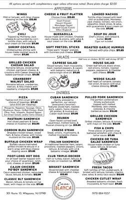 Casa Blanca Menu