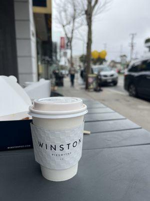 Delicious coffee and pies. We got pecan pie and passion fruit meringue. Both pies were terrific.