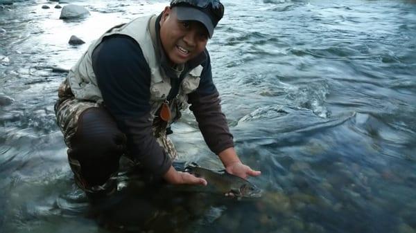 Our Riverside Lodge guest caught this trophy Trout on our private section of Gold Metal Water on the Blue River!