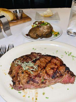 Ribeye and loaded baked potato