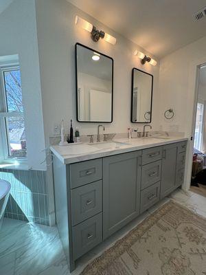 Custom made cabinets for this beautiful bathroom remodel.