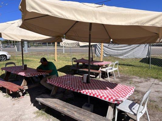 Picnic tables to dine in, out.