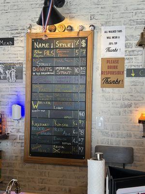 Beer menu