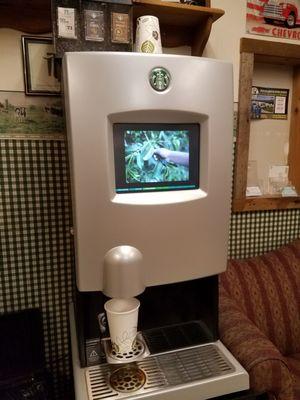 Coffee machine that grinds beans fresh for each coffee.  3 options or combine two..