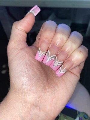 Pink french tip nails, fill $55