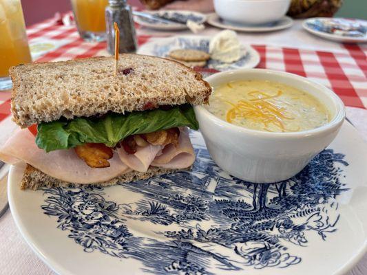 Soup (broccoli cheddar) & sandwich (Batar club)