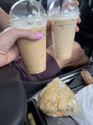 Caramel breve and Bee Sting coffee