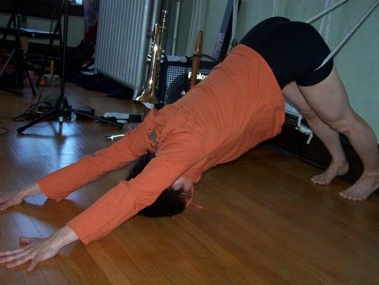 Adho Mukha Svanasana on the ropes