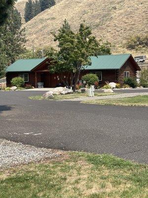 Restroom/showers and community hall.