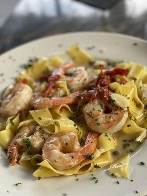 Shrimp Scampi Pasta with pappardelle