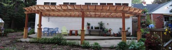 Huge Cedar Pergola. We also do retaining walls, patios, driveways, drainage solutions and more!