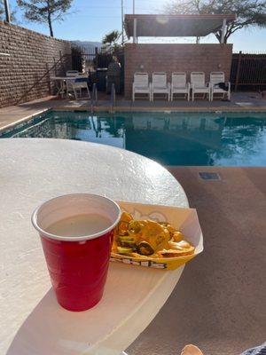 What? Free happy hour beer and nachos? Sold!