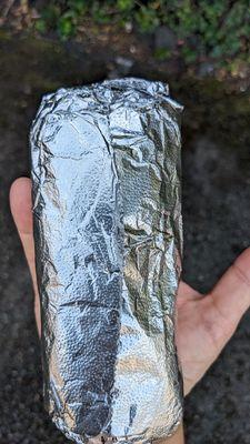 Carne asada burrito. Good. About hand size. Chonkier appetites should get the combo with rice and beans.