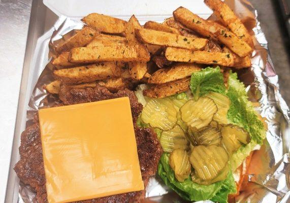 Cheese Burger & Fries..