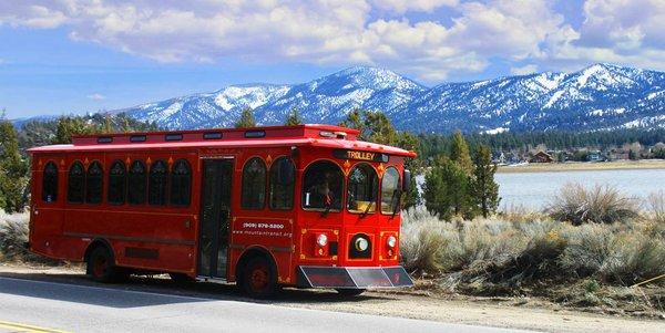 In Sunshine or in Snow, the Big Bear Weekend Trolley is the  best way to see Big Bear! We'll handle the road, so you can take in the view!