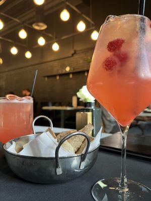 Berry spritz mocktail and grapefruit cello martini.