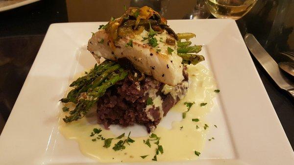 Seared Halibut on Okinawan Sweet Potato Puree