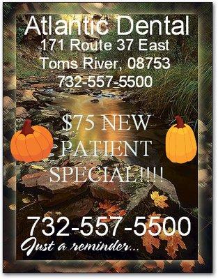 🎉NEW PATIENT SPECIAL🎉💲75 for Exam, Cleaning, X-Rays and Treatment Consultation!!!! Don't miss out on this AMAZING SPECIAL and call today