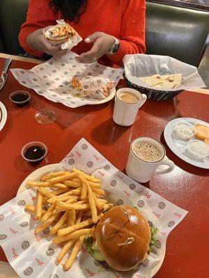 Tikka Masala Chicken Cheesesteak, Tikka Masala Burger, Pappad, Spicy Chai