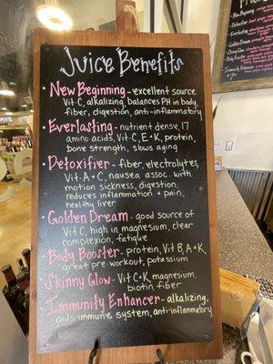 Juice Name and Benefits