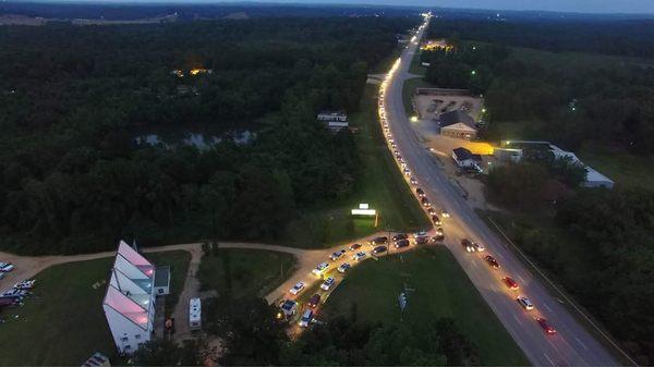 Busy night at The Blue Moon Drive In Theater.