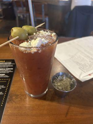 Bloody Mary with blue cheese crumbles