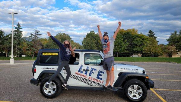 Kids ready to drive the Wrangler.