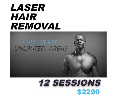 Unlimited areas of the body! Laser Hair Removal 12 sessions! Results Guaranteed. 
Candela Laser - Yag and Alexandrite 
Best prices in NYC!