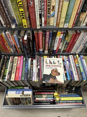 Plenty of helpful dog books - plus even more in the drawers below.