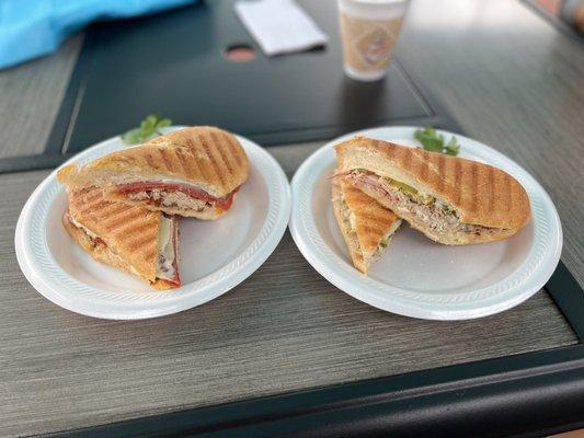 Left: Pressed Italian Sandwich Right: Cuban Sandwich