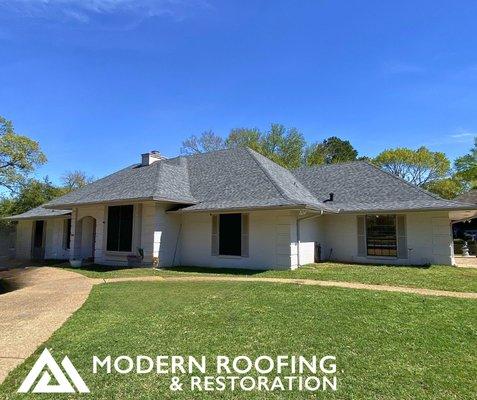 Full Roof replacement with Certainteed Landmark in Colonial Slate. Homeowner's insurance approved full roof replacement.