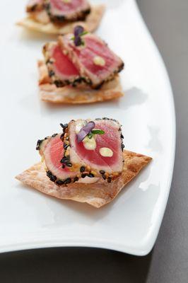 Ahi Tuna on a Wonton  Crisp