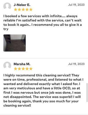 This customer hired Infinite Cleaning and we made sure to leave them satisfied.