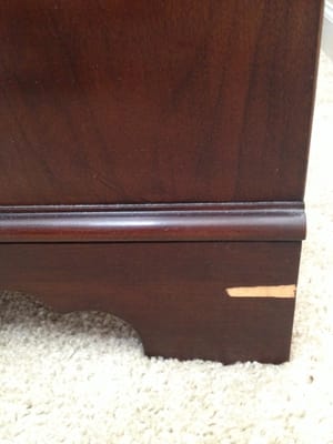 Veneer off nightstand