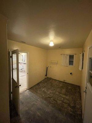 Old laundry room that became a new bathroom