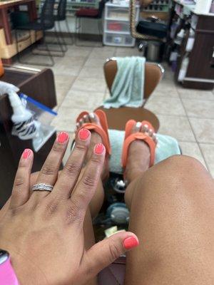 Gel manicure, deluxe pedicure