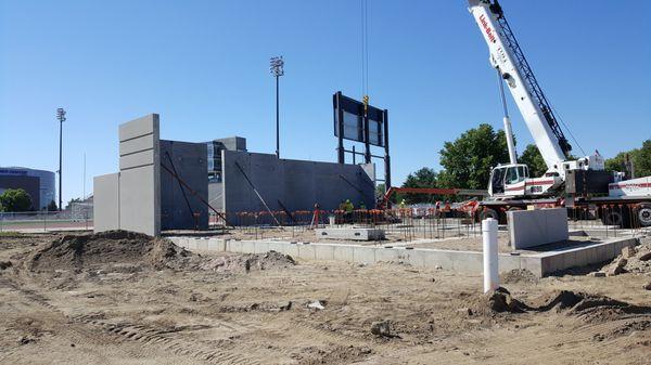 Setting Precast at Howard Wood Field for the new Field House