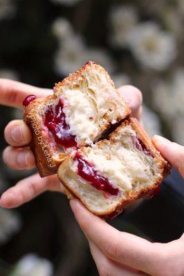 Inside of Raspberry & Riz au Lait Cube ($6.00) - very good, especially the rice pudding filling