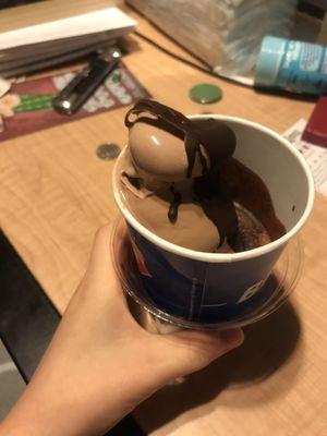 Chocolate ice cream with chocolate hard shell