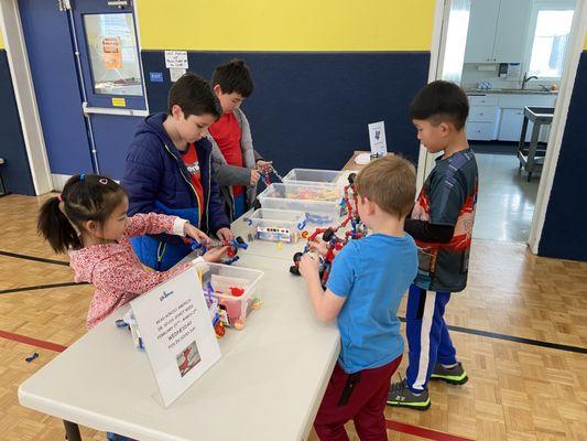 Rainy day outside, puzzles, creativity and activities inside the gym.