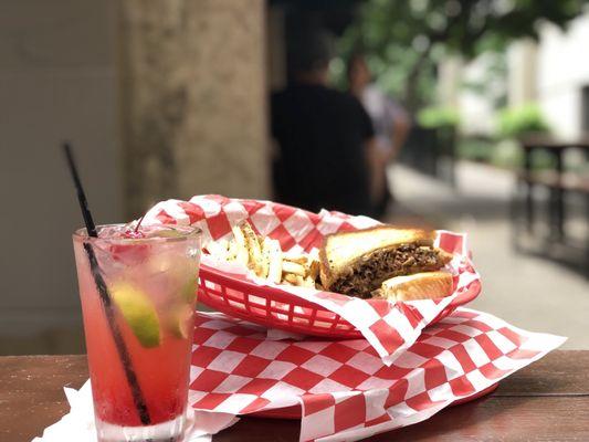 Brisket Grilled Cheese and a Cherry Limeade