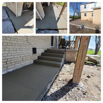 Wrap-around walkway with underground drainage and backyard pad