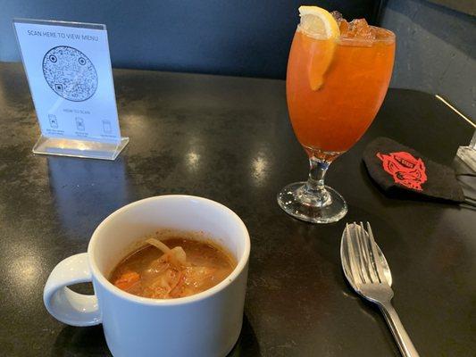 Thai Lemon Iced Tea and Tom Yum Soup