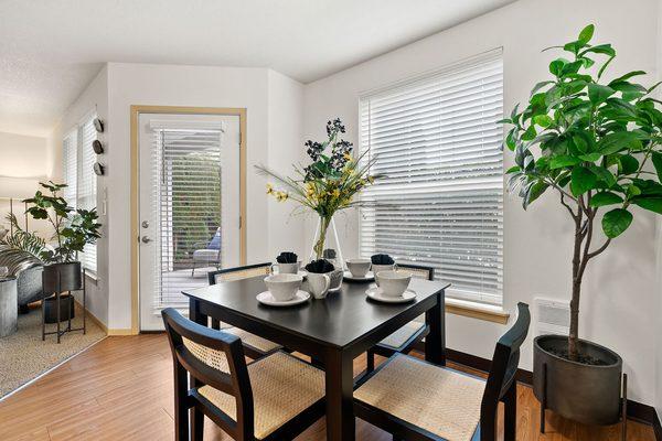 Dining room with views of the outdoors